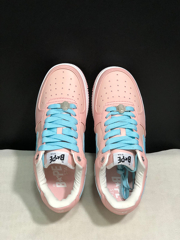 A BATHING APE BAPE STA Low-Top Sneakers – Blush Pink & Sky Blue