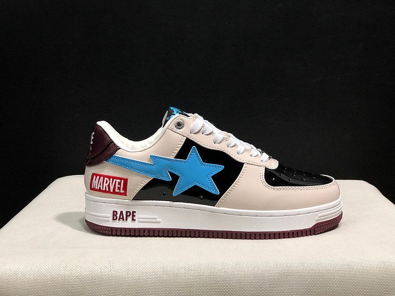 A BATHING APE BAPE STA Low-Top Sneakers – Cream, Black & Blue