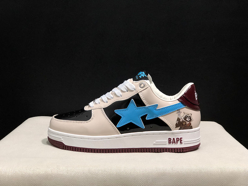 A BATHING APE BAPE STA Low-Top Sneakers – Cream, Black & Blue