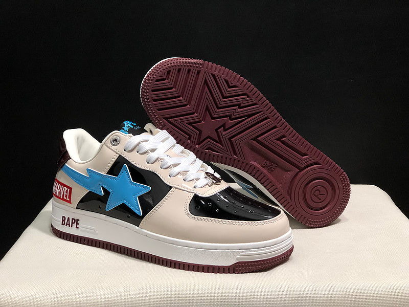 A BATHING APE BAPE STA Low-Top Sneakers – Cream, Black & Blue
