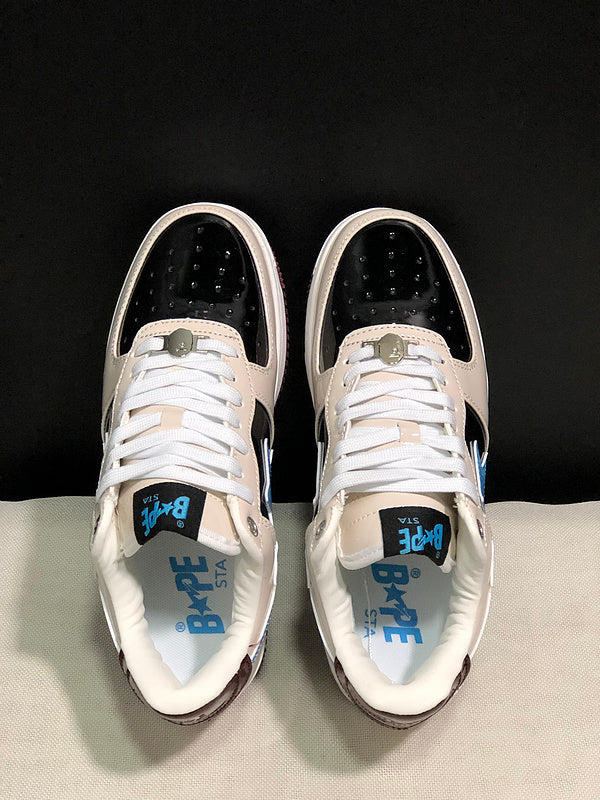 A BATHING APE BAPE STA Low-Top Sneakers – Cream, Black & Blue