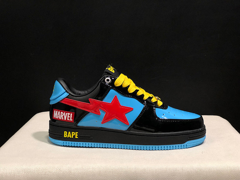 A BATHING APE BAPE STA Low-Top Sneakers – Black, Blue & Red