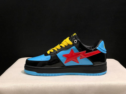 A BATHING APE BAPE STA Low-Top Sneakers – Black, Blue & Red