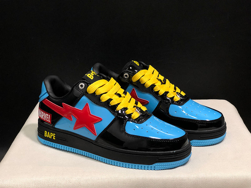 A BATHING APE BAPE STA Low-Top Sneakers – Black, Blue & Red