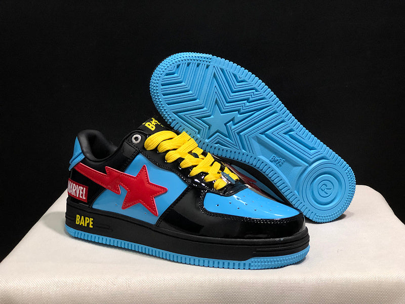 A BATHING APE BAPE STA Low-Top Sneakers – Black, Blue & Red