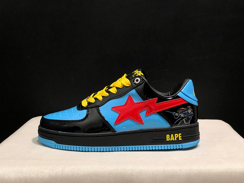 A BATHING APE BAPE STA Low-Top Sneakers – Black, Blue & Red