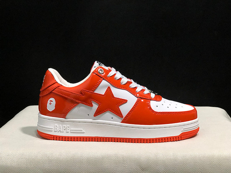 A BATHING APE BAPE STA Low-Top Sneakers – Orange & White