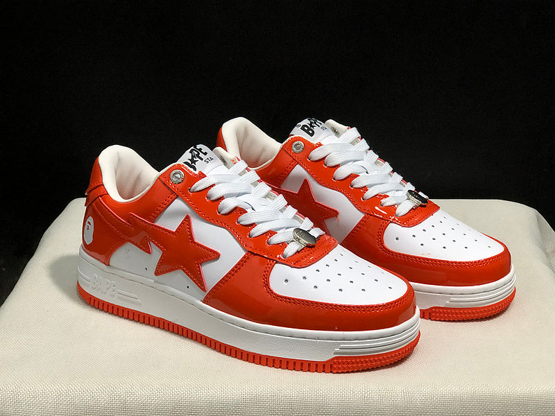 A BATHING APE BAPE STA Low-Top Sneakers – Orange & White