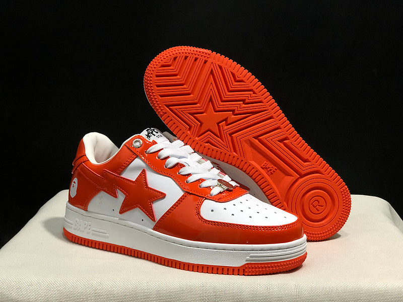 A BATHING APE BAPE STA Low-Top Sneakers – Orange & White