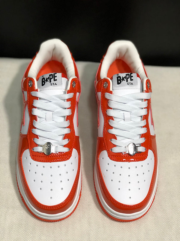 A BATHING APE BAPE STA Low-Top Sneakers – Orange & White