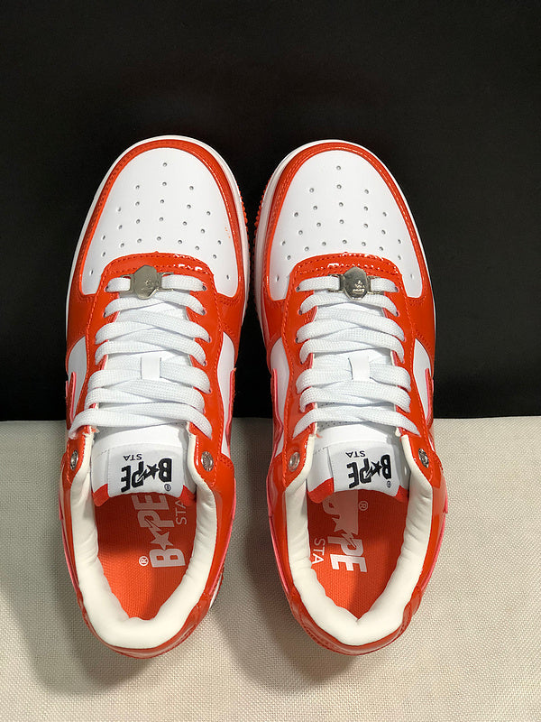 A BATHING APE BAPE STA Low-Top Sneakers – Orange & White