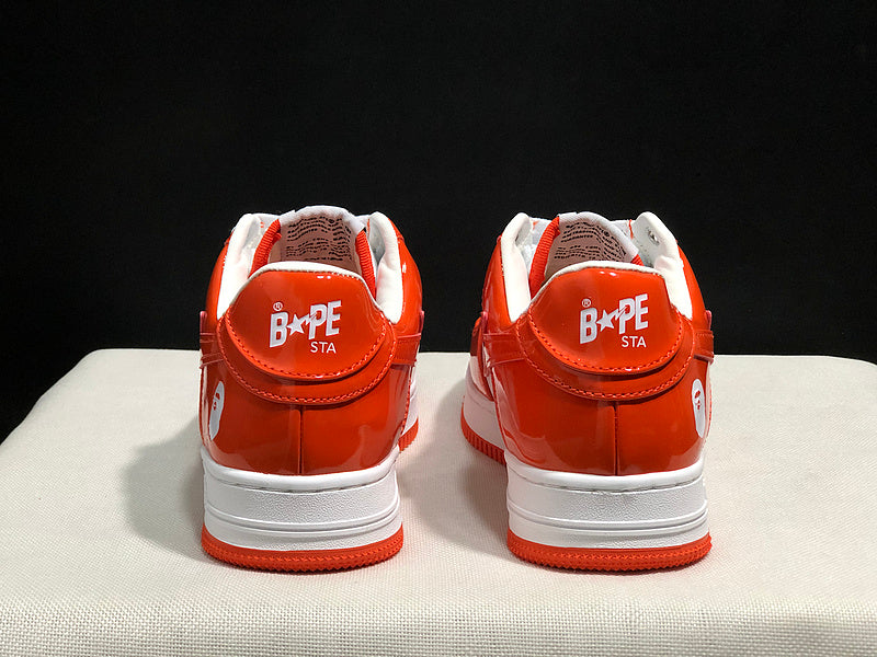 A BATHING APE BAPE STA Low-Top Sneakers – Orange & White