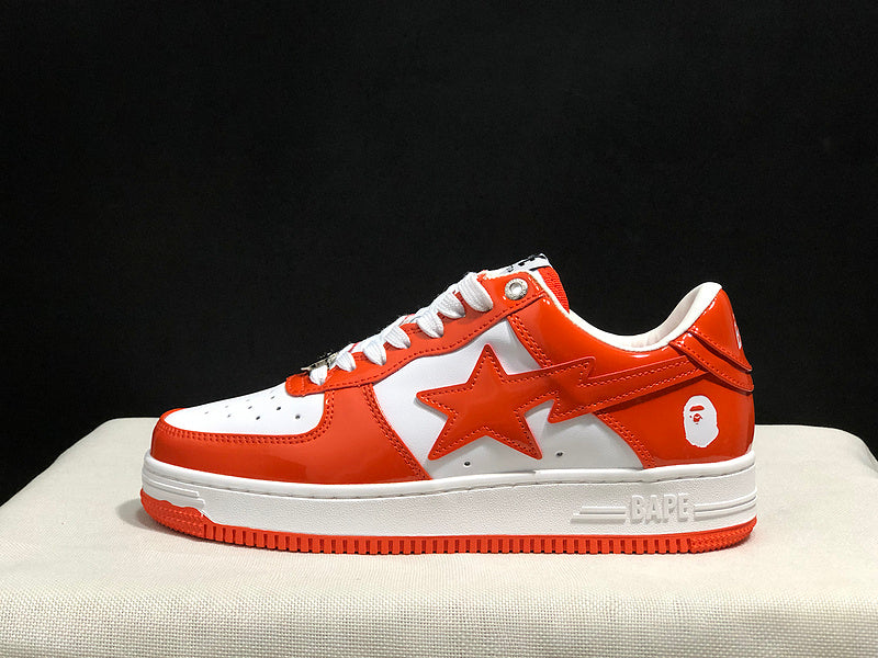 A BATHING APE BAPE STA Low-Top Sneakers – Orange & White