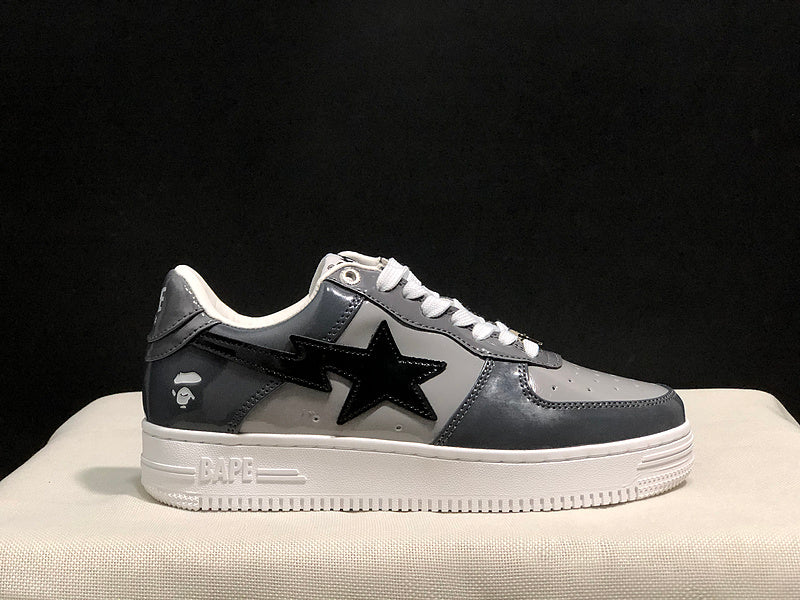 BAPE STA Low Sneakers – Grey, Black & White