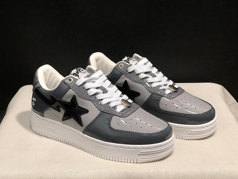BAPE STA Low Sneakers – Grey, Black & White