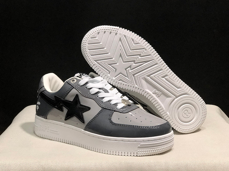 BAPE STA Low Sneakers – Grey, Black & White