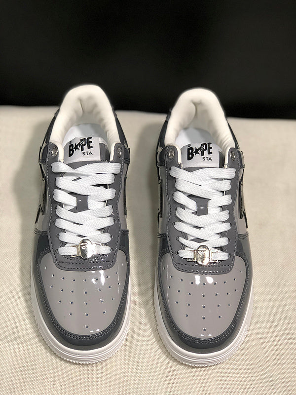 BAPE STA Low Sneakers – Grey, Black & White