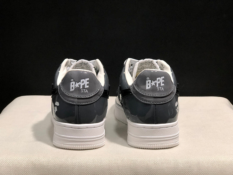 BAPE STA Low Sneakers – Grey, Black & White