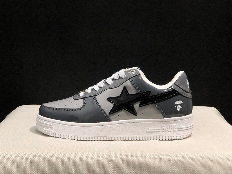 BAPE STA Low Sneakers – Grey, Black & White