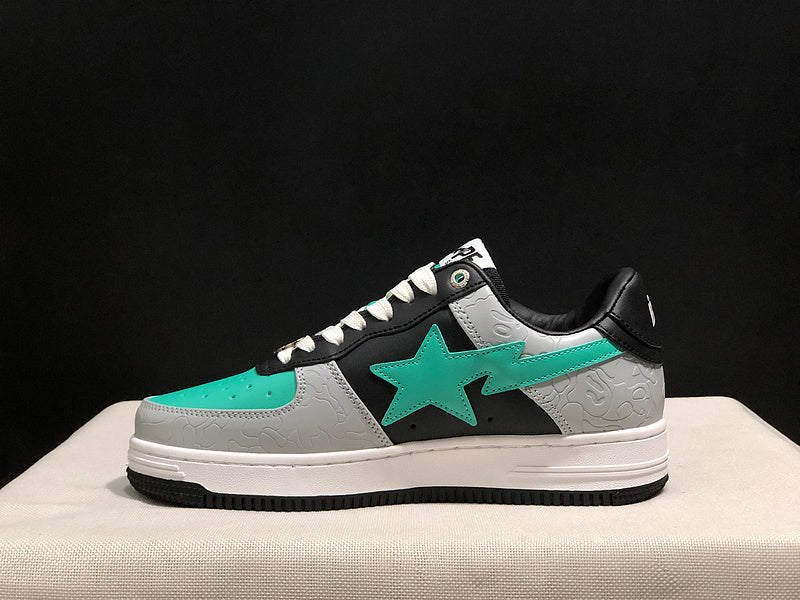 BAPE STA Low-Top Sneakers – Gray, Black & Mint Green
