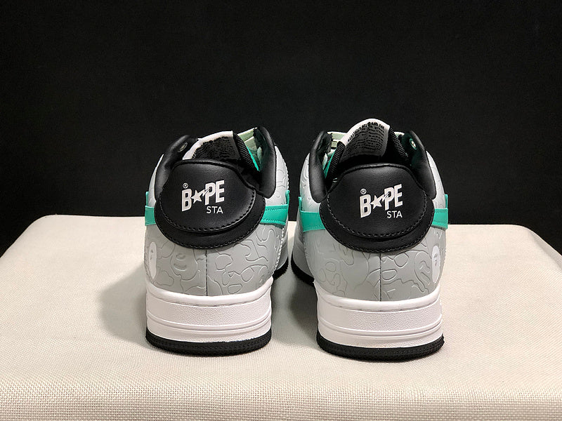 BAPE STA Low-Top Sneakers – Gray, Black & Mint Green