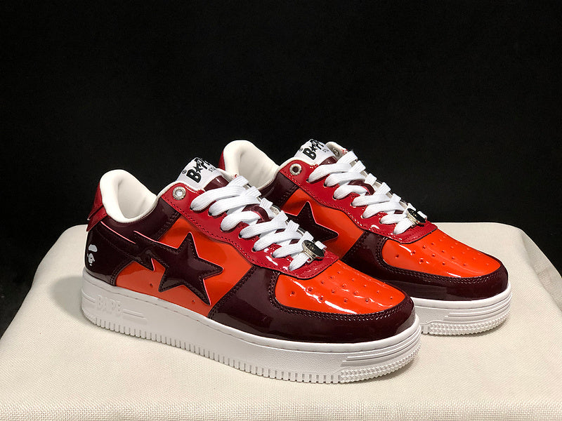 BAPE STA Low-Top Sneakers – Orange, Burgundy & Red