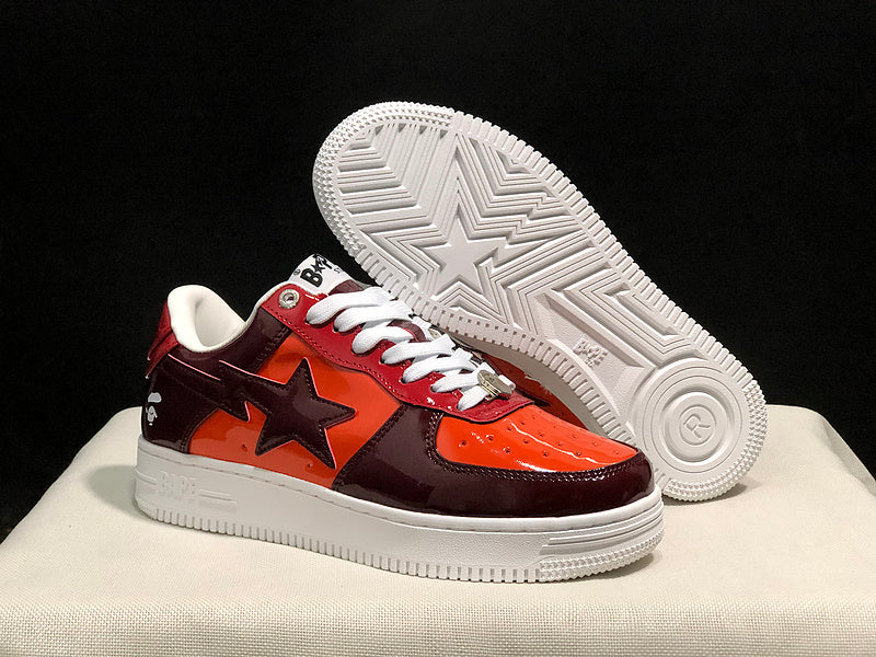 BAPE STA Low-Top Sneakers – Orange, Burgundy & Red