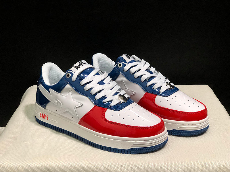 BAPE STA Low-Top Sneakers – Red, White & Blue