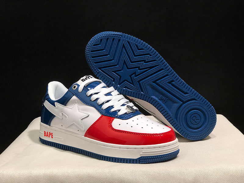 BAPE STA Low-Top Sneakers – Red, White & Blue