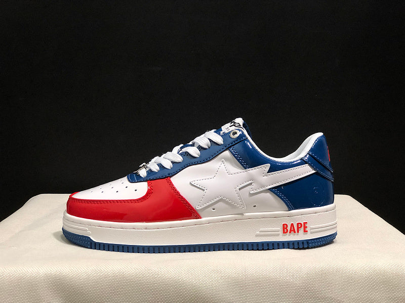 BAPE STA Low-Top Sneakers – Red, White & Blue