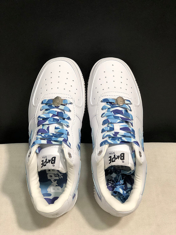 BAPE STA Low-Top Sneakers – White & Blue Camo