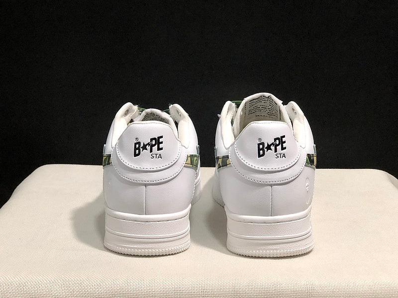 BAPE STA Low-Top Sneakers – White & Green Camo