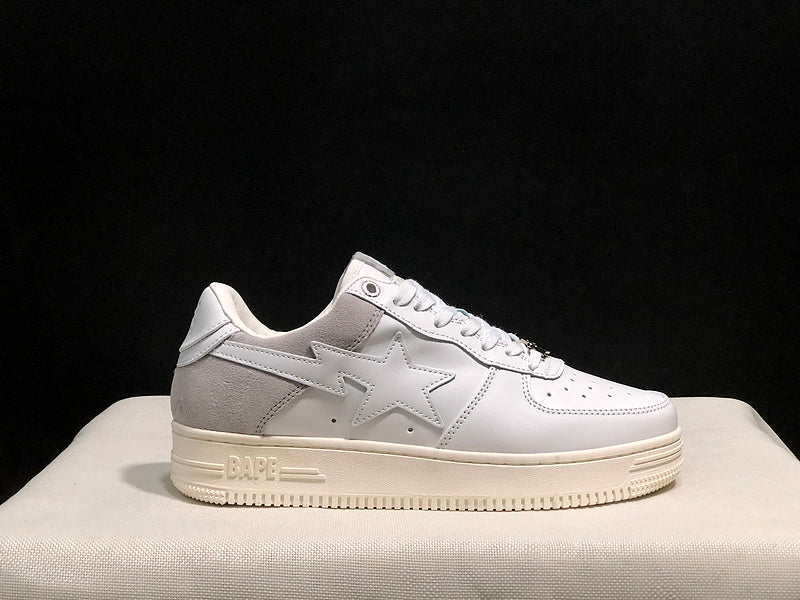 BAPE STA Low-Top Sneakers – White & Light Gray