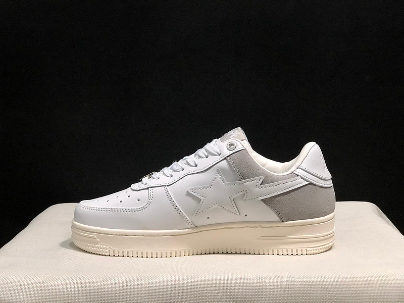 BAPE STA Low-Top Sneakers – White & Light Gray
