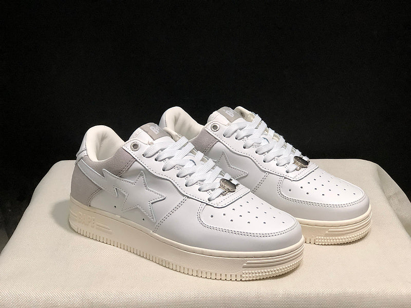 BAPE STA Low-Top Sneakers – White & Light Gray