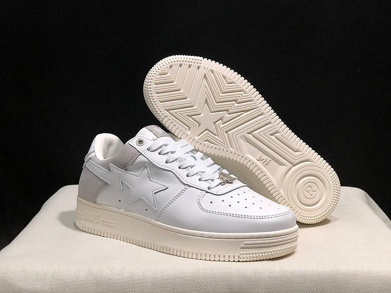BAPE STA Low-Top Sneakers – White & Light Gray