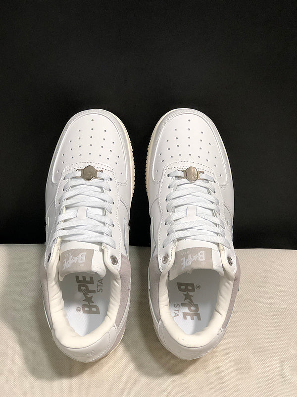 BAPE STA Low-Top Sneakers – White & Light Gray