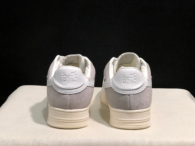 BAPE STA Low-Top Sneakers – White & Light Gray