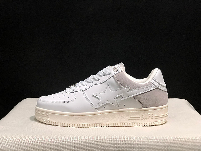 BAPE STA Low-Top Sneakers – White & Light Gray