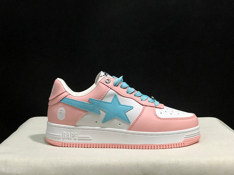 BAPE STA Low-Top Sneakers – Blush Pink, Sky Blue & White