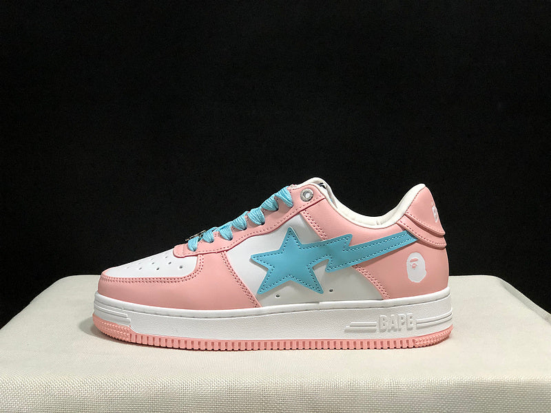 BAPE STA Low-Top Sneakers – Blush Pink, Sky Blue & White