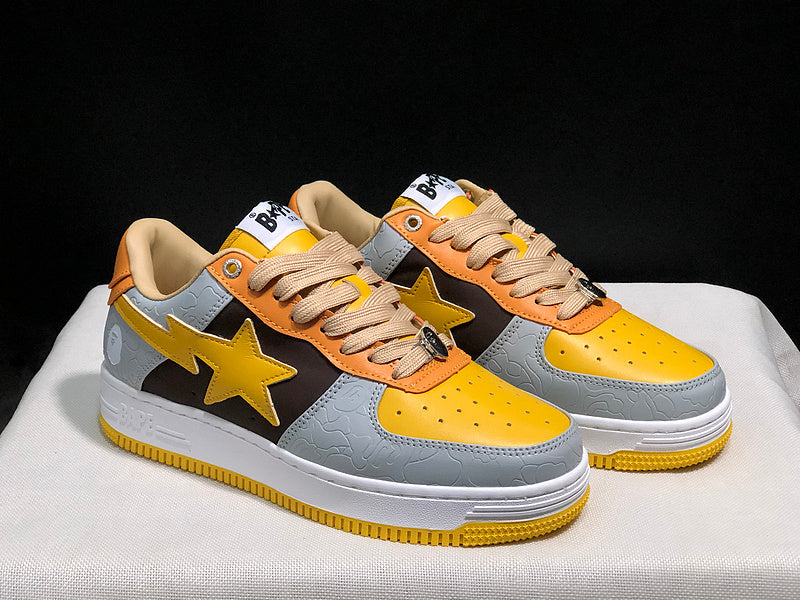 BAPE STA Low-Top Sneakers – Yellow, Gray, Black & Orange