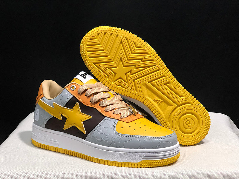 BAPE STA Low-Top Sneakers – Yellow, Gray, Black & Orange