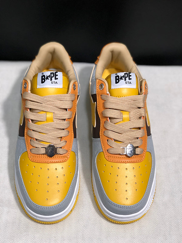 BAPE STA Low-Top Sneakers – Yellow, Gray, Black & Orange