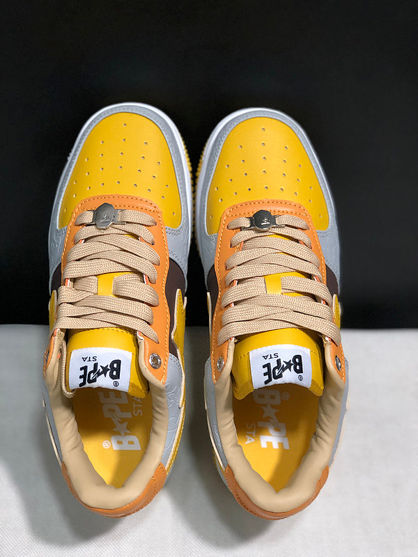 BAPE STA Low-Top Sneakers – Yellow, Gray, Black & Orange
