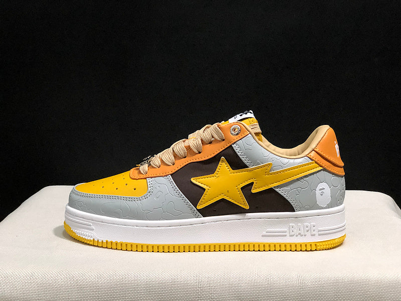 BAPE STA Low-Top Sneakers – Yellow, Gray, Black & Orange