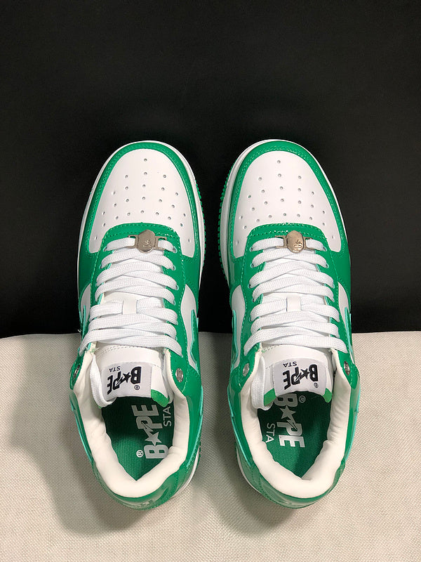 BAPE STA Low-Top Sneakers – Green & White
