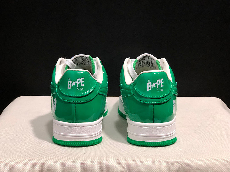BAPE STA Low-Top Sneakers – Green & White