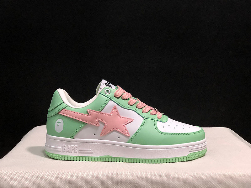 BAPE STA Low-Top Sneakers – Mint Green, White & Pink