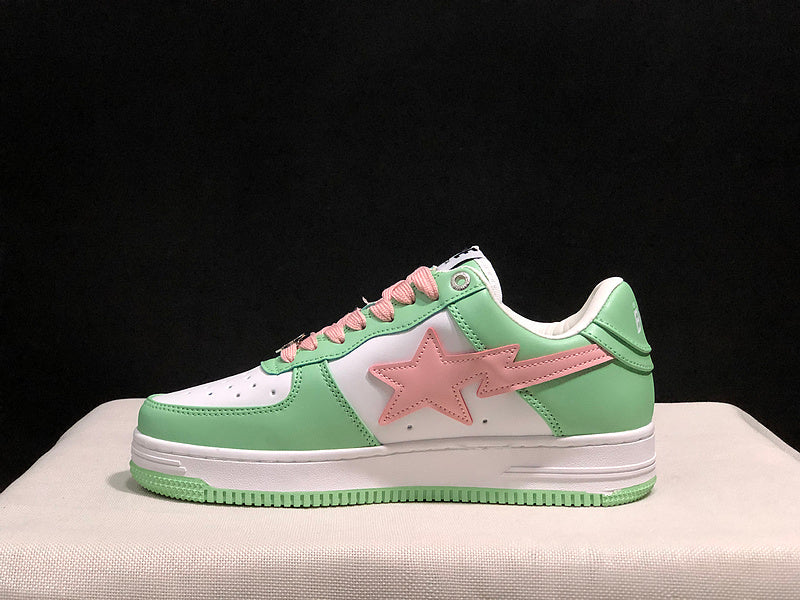 BAPE STA Low-Top Sneakers – Mint Green, White & Pink